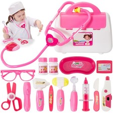 Malette Docteur Enfant Rose Jouet Medecin Outils avec Stéthoscope Jeu d'imita...
