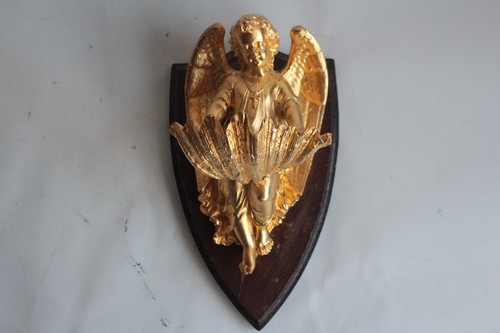 Ancien bénitier ange bronze - ancien,