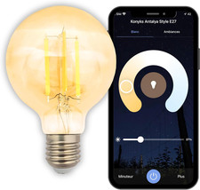 Ampoule Connectée Antalya Style G80 Ampoule E27 Déco Ambrée- Blanc Réglable- Wi-