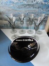 Lot 6 verres de bistrot, à absinthe gris + cendrier porto cintra anciens