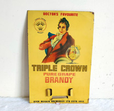 1930s Vintage Triple Crown Brandy Publicité Étain Signe BAR de Collection TS473