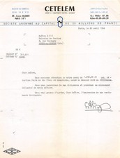 Facture   1964  CETELEM A PARIS - M.DUC A BOURG