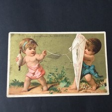 Chromo Ancien Doré Cerf Volant La Tremblade Kite Gilded Scrap