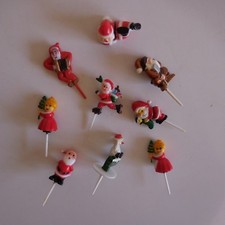 9 figurines mère père Noël pour bûche décoration festivité France N3498