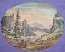 Peinture à la gouache vintage paysage impressionniste