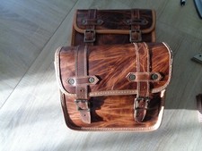 PAIRE SACOCHE CUIR MARRON POUR VELO-VELOMOTEUR-CICLOMOTEUR-SOLEX MOTOBECANE