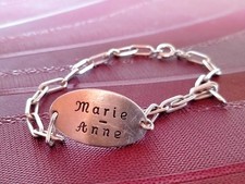 Gourmette  enfant prénom Marie - Anne en argent  sterling Vintage