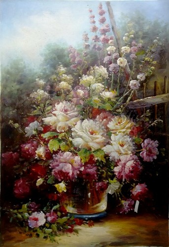 Fleurs tableau peinture huile - fleurs,