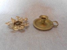 2 Bougeoirs Anciens en bronze laiton