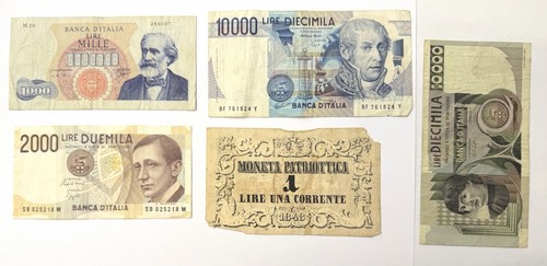Lot billets banque - 5, italie