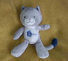 Doudou Peluche Chat gris bleu