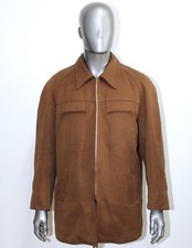 French Vintage 1950s Brown Thick Cotton Gabardine 3/4 Coat Jacket THIERY Size L