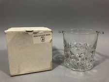 Ancien SEAU À GLACE GLAÇON Vintage publicitaire pour MOBIL Verre moulé ARC