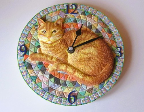 Horloge patchwork ivory cats - patchwork,