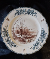 GRANDE ASSIETTE PLATE FAÏENCE  HB CHOISY LE ROI, LOUIS XIII, DÉCOR LA MARE, TBE.