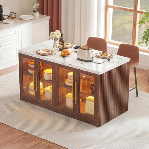 Walnut kitchen island table - island,