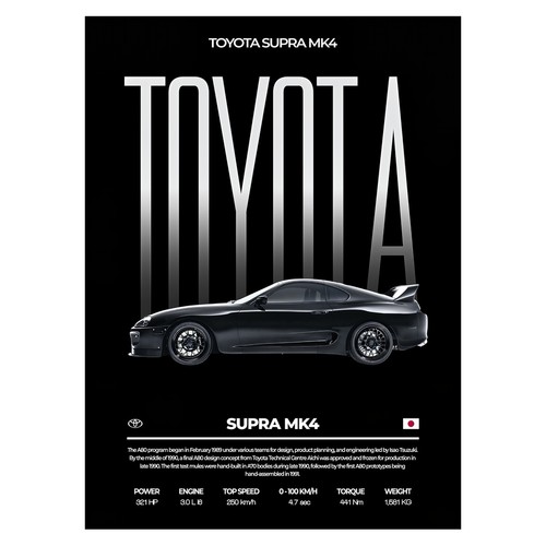 Affiche auto toyota supra mk4 - auto,