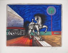 Franz PRIKING : Promenade cheval au Clair de Lune, Lithographie originale signée