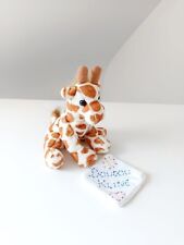 Peluche/Doudou Girafe Beige Taches Marron Orange 16cm Assis Petjes World Aps Zoo