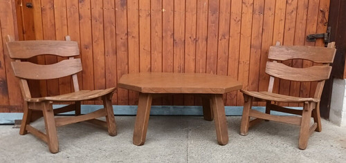 Designer table 2x fauteuil - designer,