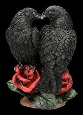 Figurine de Corbeau - raven Romance Avec Rose - Gothique Amour Romantique Déco -