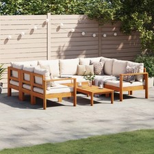 Salon de Jardin avec Coussins Meubles Terrasse 9 pcs Bois Massif d'Acacia vidaXL