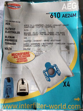 4 sacs aspirateur AEG ELECTROLUX TORNADO VOLTA PROGRESS INTERFILTER 610 AE24M