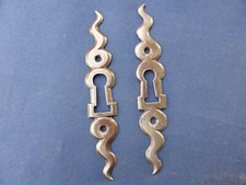 2 entrées serrure flamme fer ancienne Louis XIII portes armoire bahut ht 11,5 cm