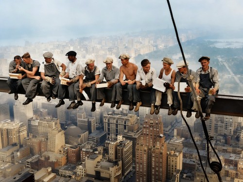 Lunch atop skyscraper - lunch, a