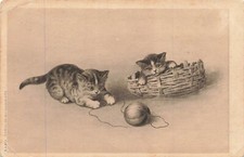 CHATS et pelote de laine (881)