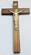 Ancien grand crucifix mural patiné croix de bois superbe christ finement sculpté