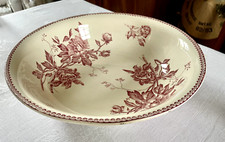 Ancienne CUVETTE ensemble TOILETTE  faïence LONGWY décor floral rose "PIVOINE"