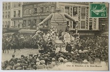 CARTE POSTALE MI-CAREME 1908 char de bibendum et DE DION-BOUTON usines Puteaux