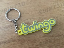 Porte clés / Keychain PVC souple Twingo monogramme logo coffre jaune/yellow
