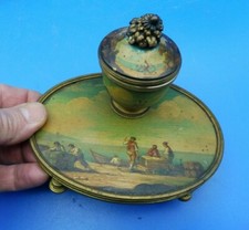 SUPERBE  ENCRIER  NAPOLEON en tole peinte  et laiton   