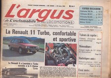 L'ARGUS N°2876 RENAULT 11 TURBO / R5 "LAUREATE" TUR. / KAWA ZX 1100 / LAPEYRE