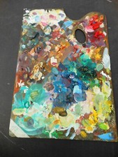 PALETTE D'ARTISTE PEINTRE USAGEE- ECOLE DE PARIS-  CIRCA 1960 - BOIS ISOREL - 13
