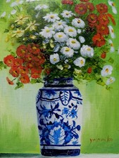 Tableau Moderne Bouquet de fleurs 23 x 16 cms environ