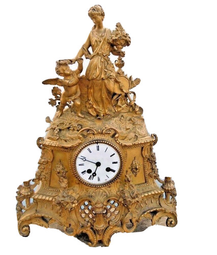 Pendule bronze doré - , sculpture