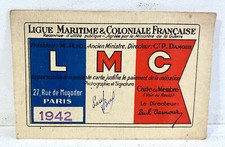 Ancienne Carte D’adhérent époque ww2 Ligue Maritime & Coloniale LMC 1942