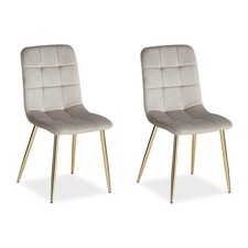 Lot de 2 chaises de salle à manger cuisine rembourrée velours gris Homestyle4u