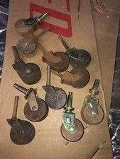 lot 11 vintage wooden furniture casters - 1.75 pin & 1.75” diameter on wheels