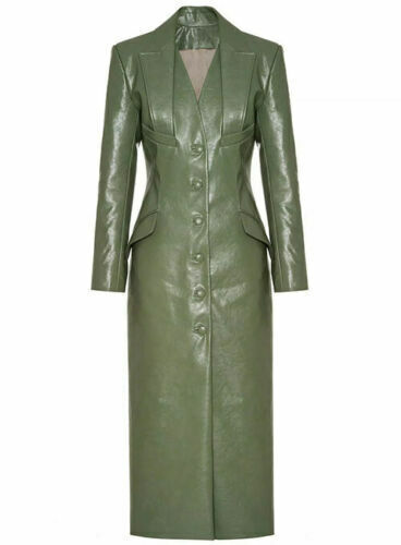Manteau trench cuir vert - cuir,