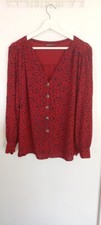 Haut Chemise viscose rouge noir motif tacheté Vintage
