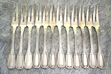 12 fourchettes à escargots métal argenté boulenger lauriers acanthe