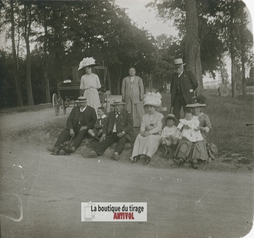 Famille voiture hippomobile - voiture,