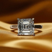 Bague diamant taille Asscher mariage 950 platine 3 carats IGI en laboratoire ...