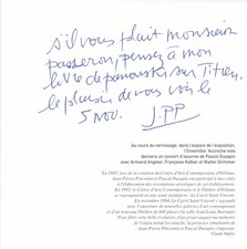 Jean-Pierre PINCEMIN envoi autographe signé sur carton exposition 1994