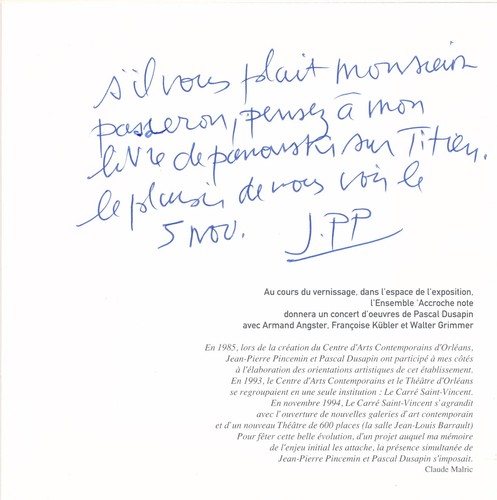 Jean pierre pincemin - jean-pierre, envoi
