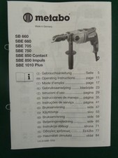 METABO HAMMER DRILL / DRIVER OPERATING INSTRUCTION MANUAL SB660 SBE660 705 750